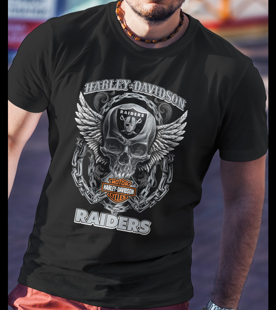 Harley Davidson Raiders Motorcycles Nfl Las Vegas Raiders T-Shirt