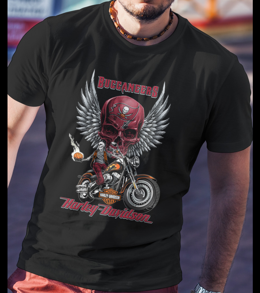 Buccaneers Harley Davidson Motor Cycles Hd15 Nfl Tampa Bay Buccaneers T-Shirt