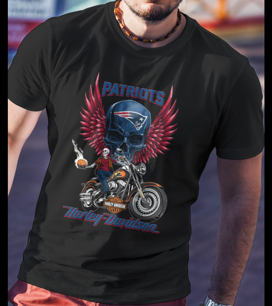 Patriots Harley Davidson Motor Cycles Nfl New England T-Shirt