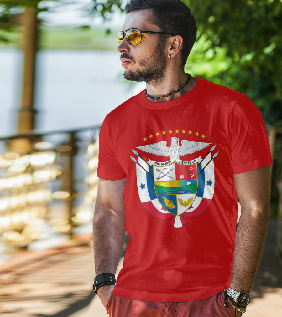 Pro Mundi Beneficio Escudo De Panamá Coat Of Arms Flag T-Shirt