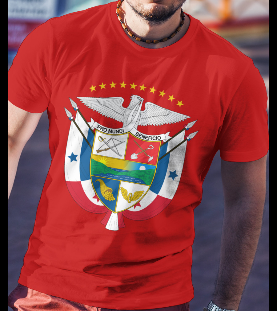 Pro Mundi Beneficio Escudo De Panamá Coat Of Arms Flag T-Shirt