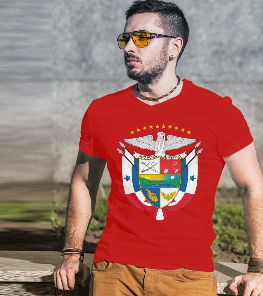 Pro Mundi Beneficio Escudo De Panamá Coat Of Arms Flag T-Shirt