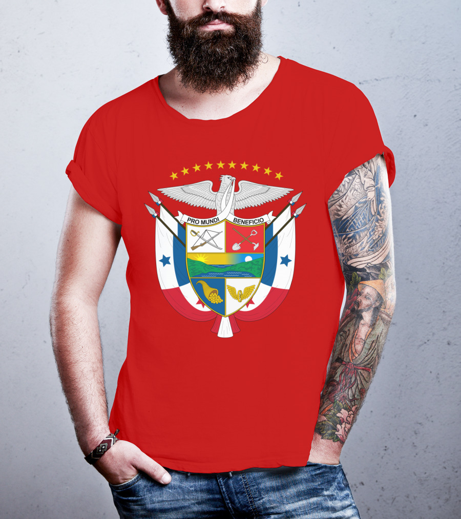 Pro Mundi Beneficio Escudo De Panamá Coat Of Arms Flag T-Shirt