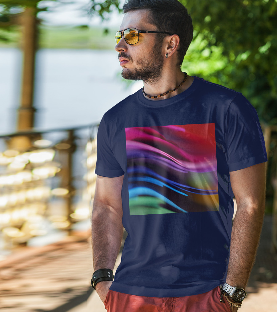 Colorful Abstract Waves In Gradient Spectrum T-Shirt