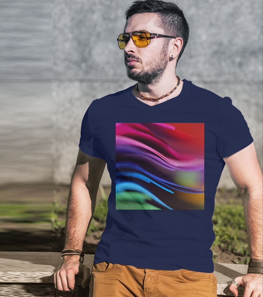 Colorful Abstract Waves In Gradient Spectrum T-Shirt