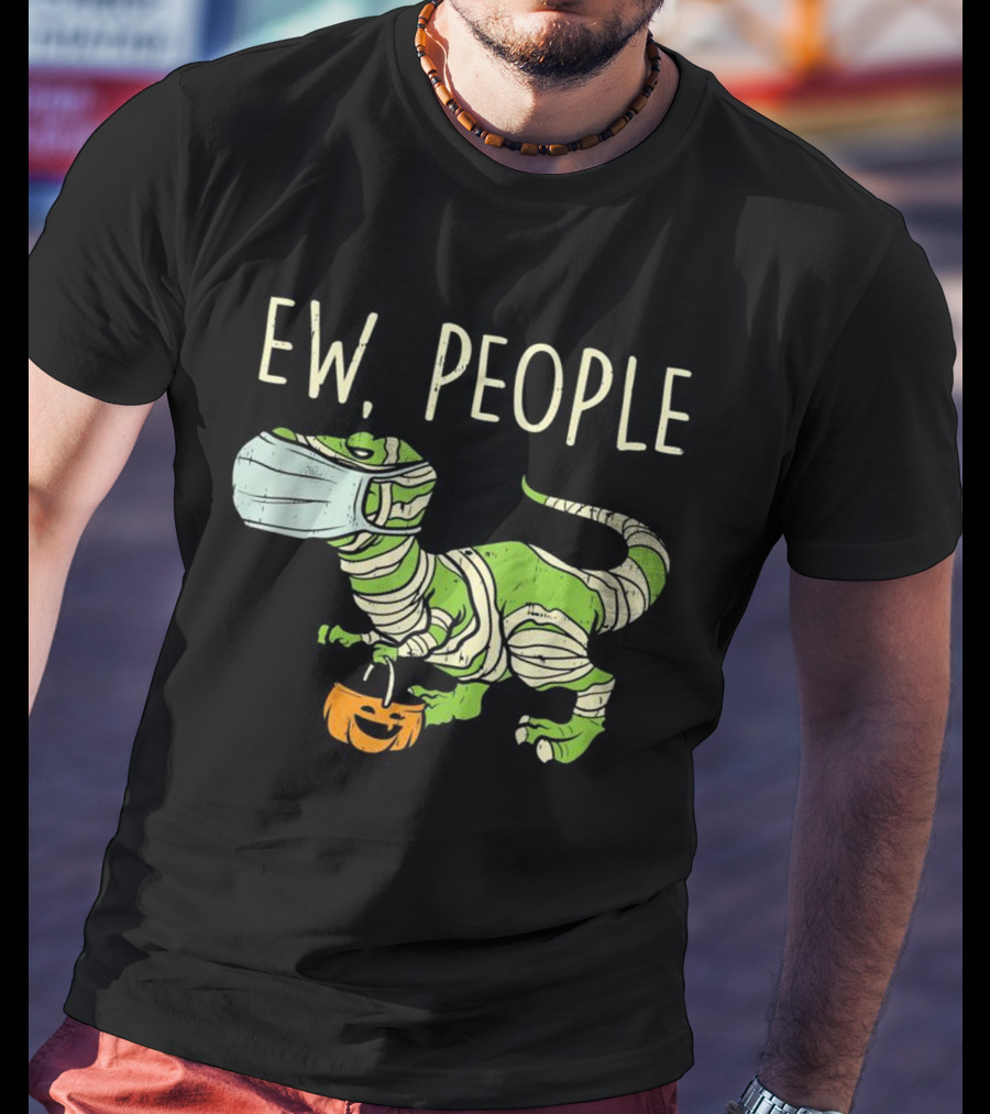 Ew People Halloween Dinosaur Mummy With Pumpkin T-Shirt