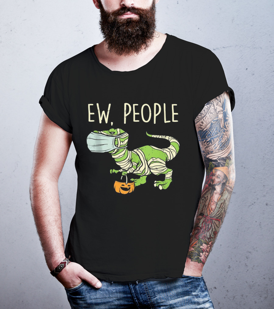 Ew People Halloween Dinosaur Mummy With Pumpkin T-Shirt