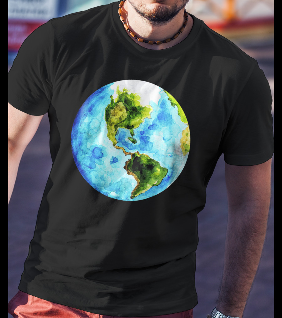 Earth Day Love Earth Watercolor Planet Earth T-Shirt