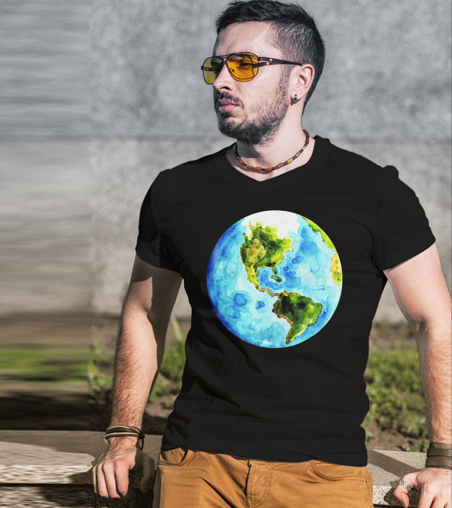 Earth Day Love Earth Watercolor Planet Earth T-Shirt