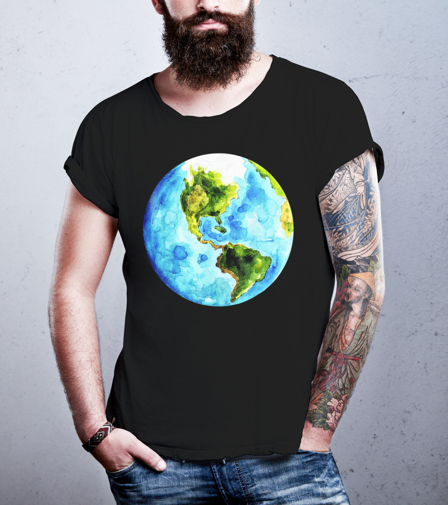 Earth Day Love Earth Watercolor Planet Earth T-Shirt