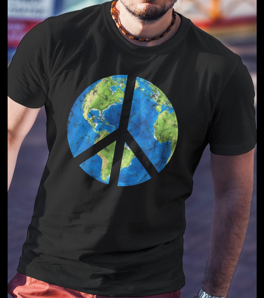 Peace On Earth Globe Peace Sign T-Shirt