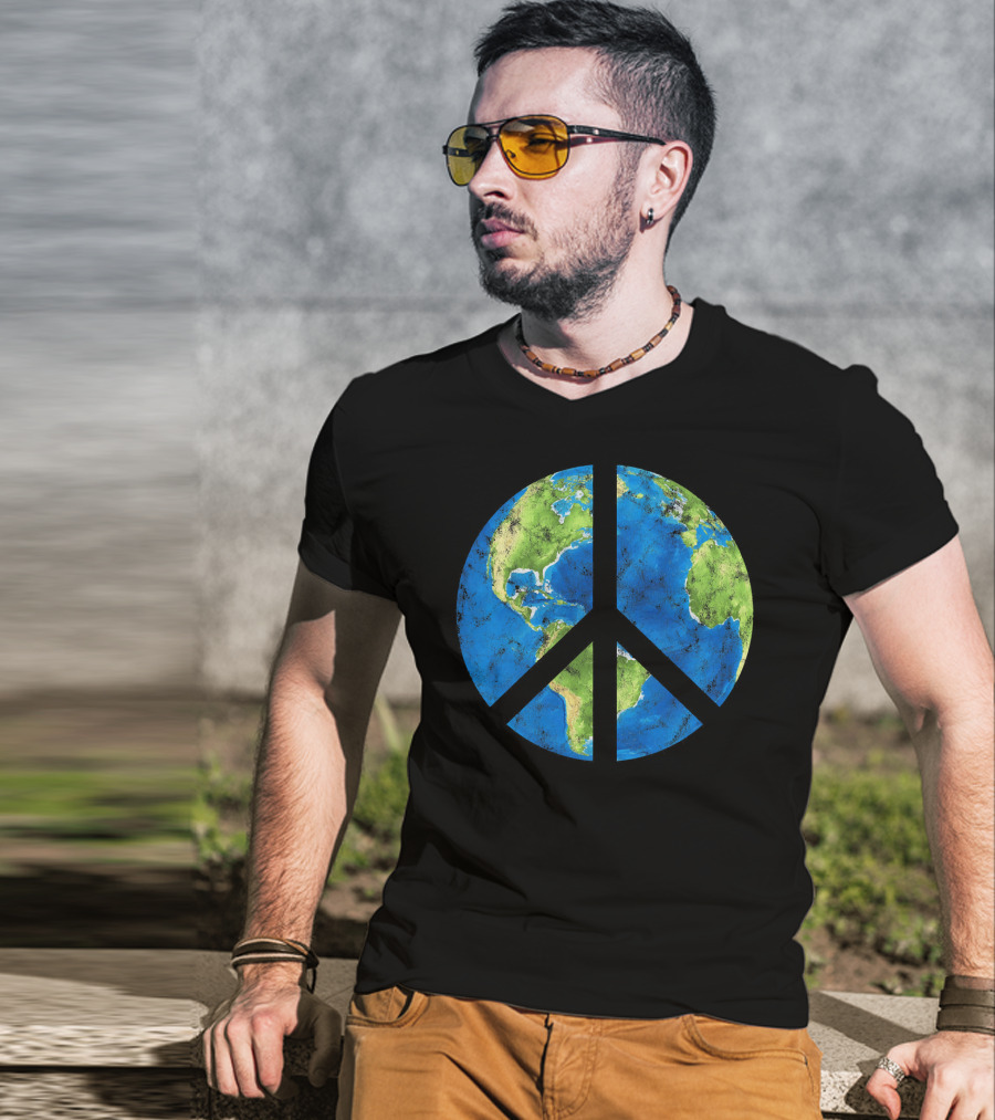 Peace On Earth Globe Peace Sign T-Shirt
