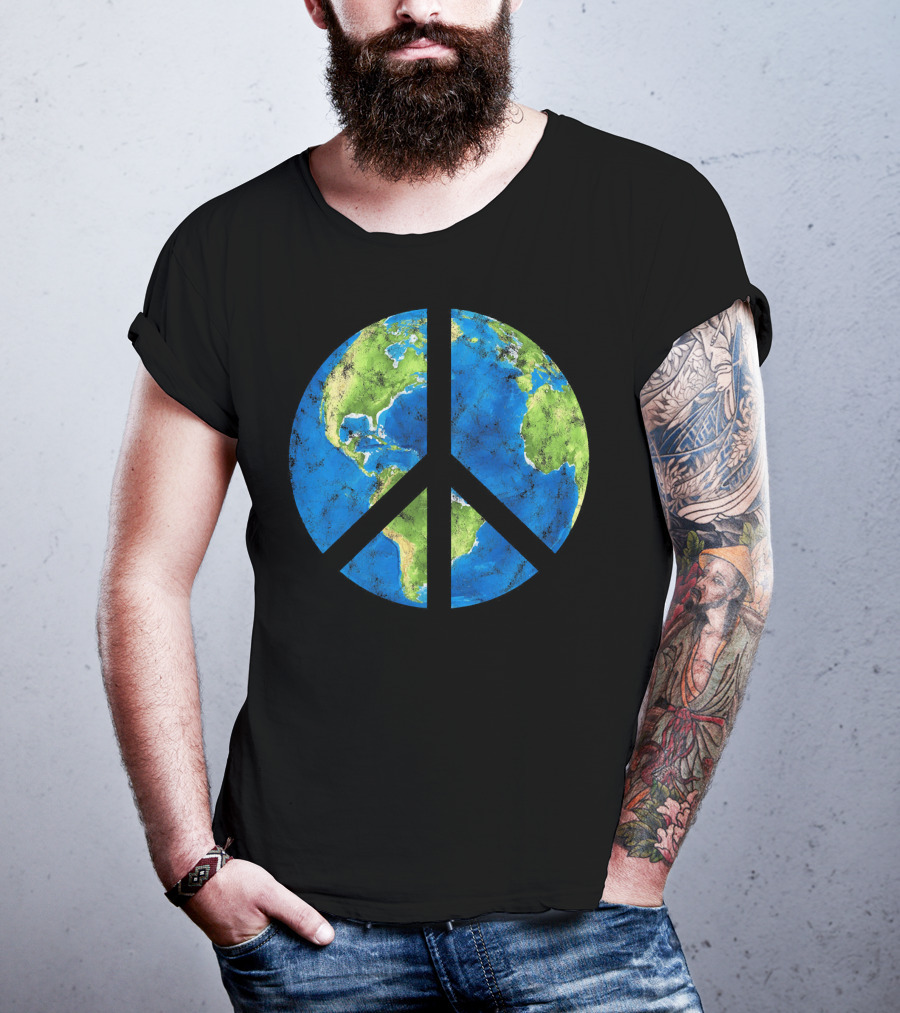 Peace On Earth Globe Peace Sign T-Shirt