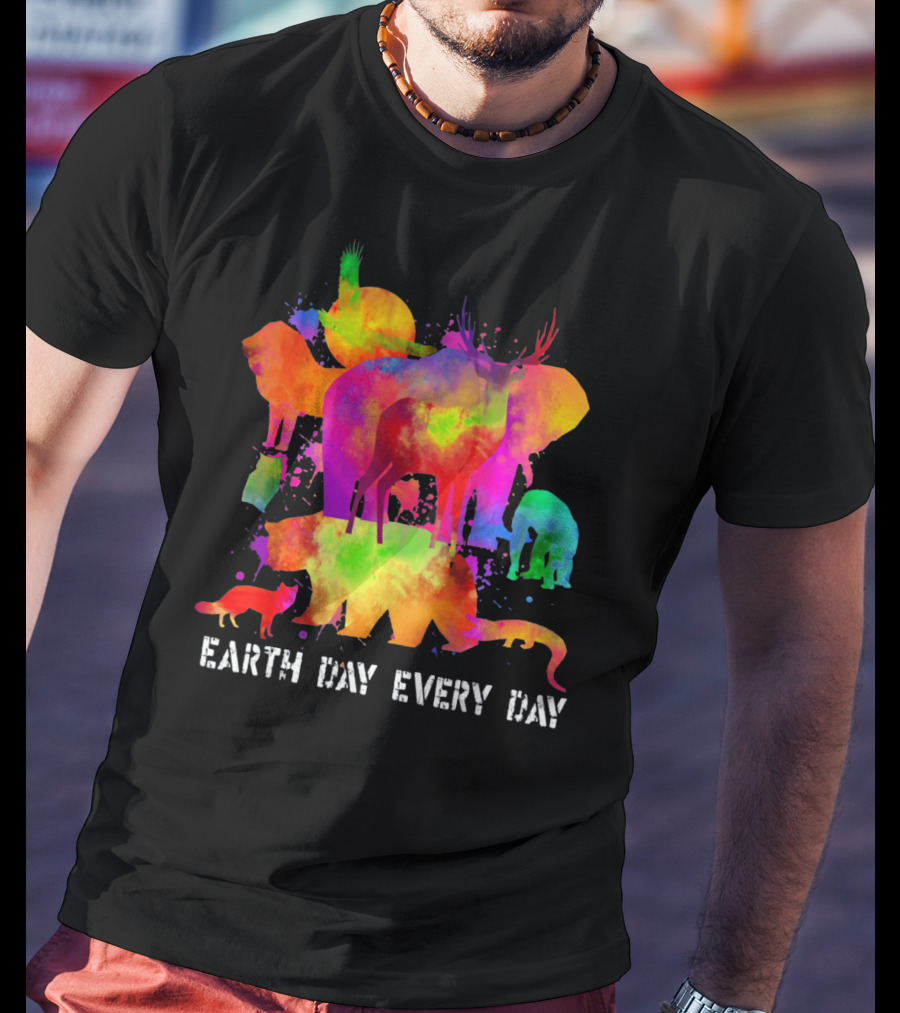 Earth Day Every Day Colorful Animal T-Shirt