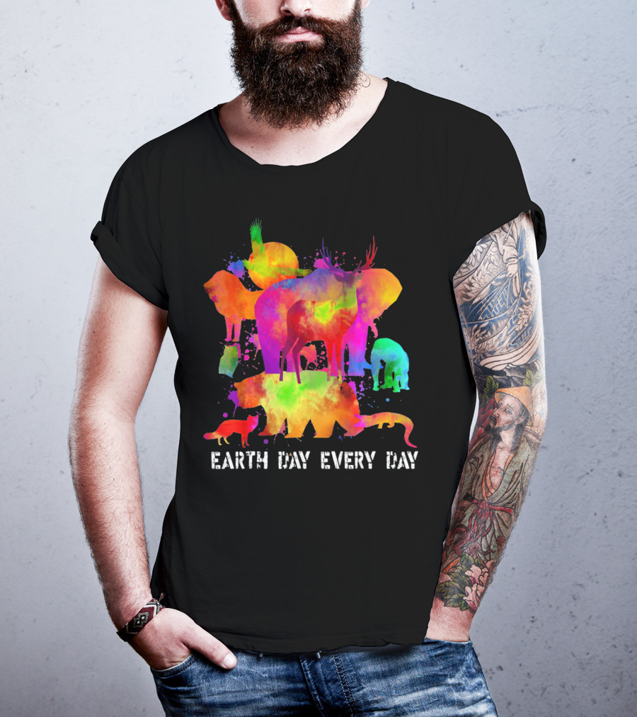 Earth Day Every Day Colorful Animal T-Shirt