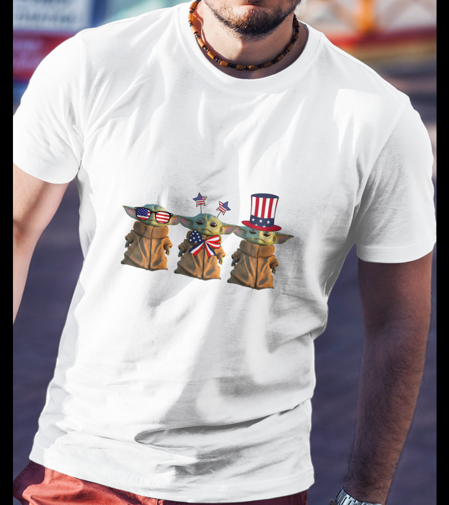 3 Baby Yoda American Patriotic T-Shirt