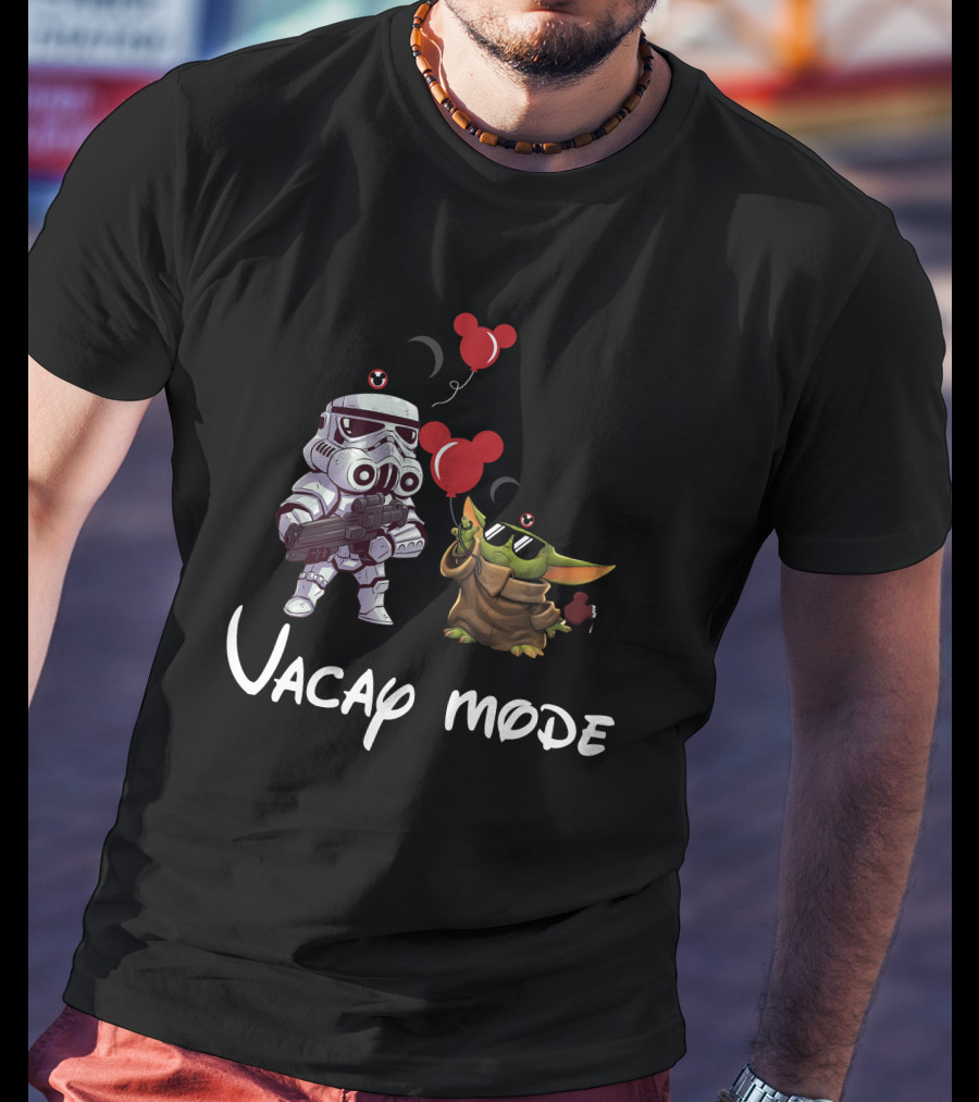 Star Wars Baby Yoda Vacay Mode Stormtrooper Mickey Ears Balloons T-Shirt