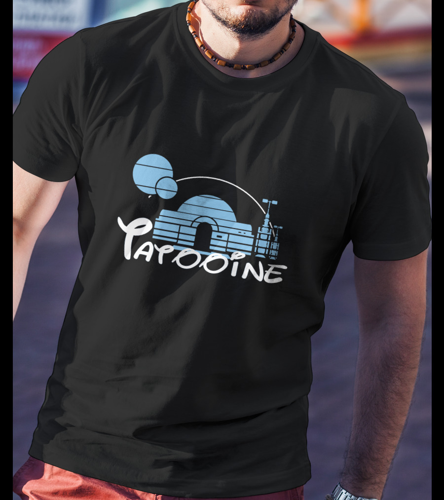 Tatooine Desert Landscape With Twin Moons And Building Outline T-Shirt