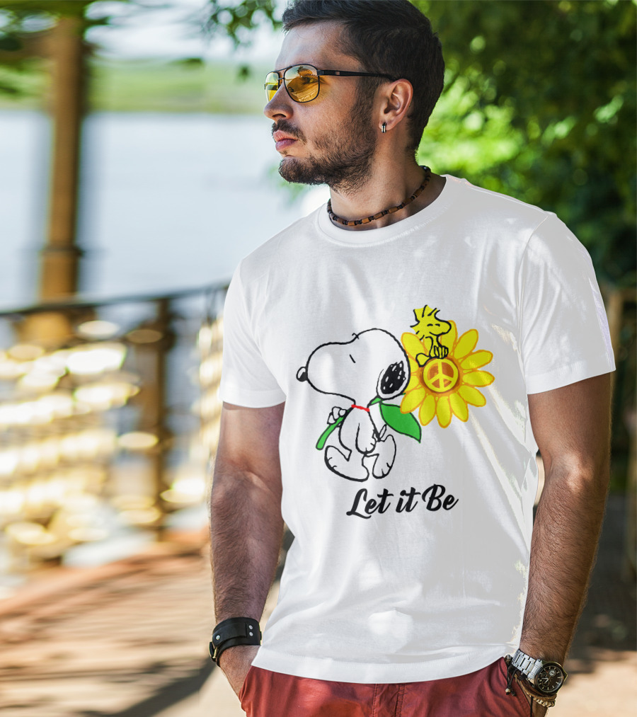 Let It Be Snoopy Woodstock Sunflower Peace T-Shirt