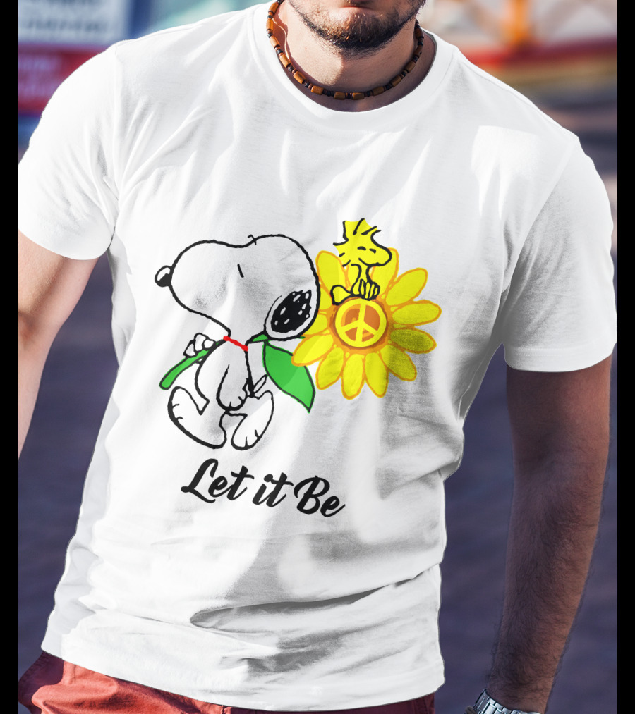 Let It Be Snoopy Woodstock Sunflower Peace T-Shirt