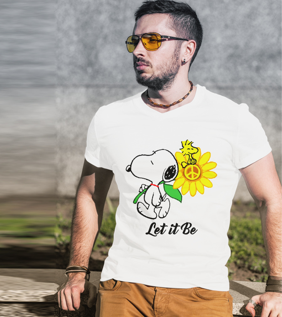 Let It Be Snoopy Woodstock Sunflower Peace T-Shirt