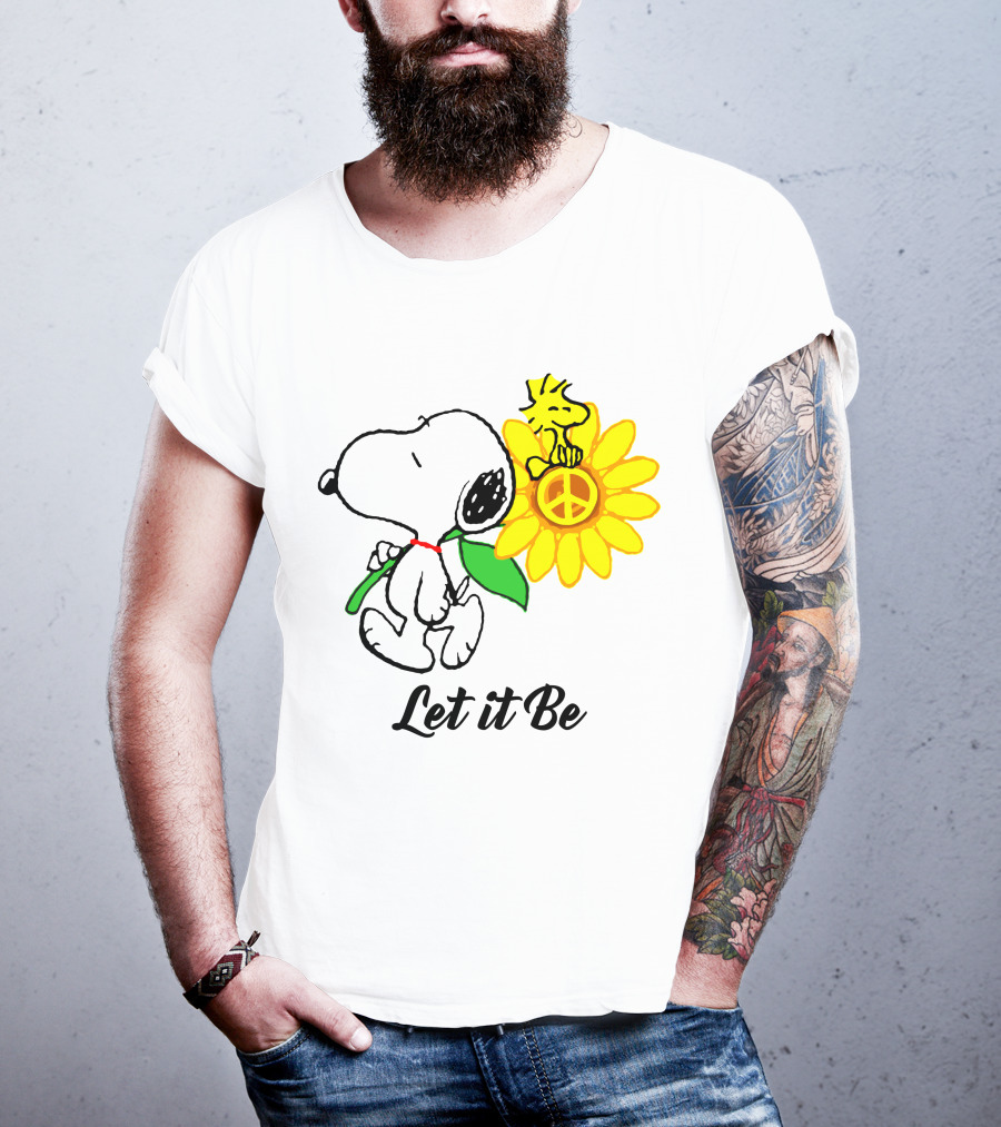 Let It Be Snoopy Woodstock Sunflower Peace T-Shirt