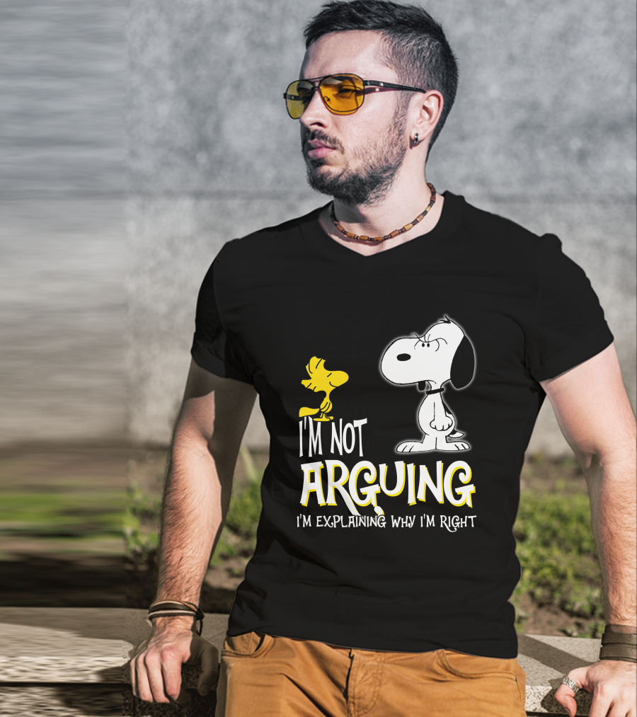 I'm Not Arguing I'm Explaining Why I'm Right Snoopy Woodstock Peanuts T-Shirt