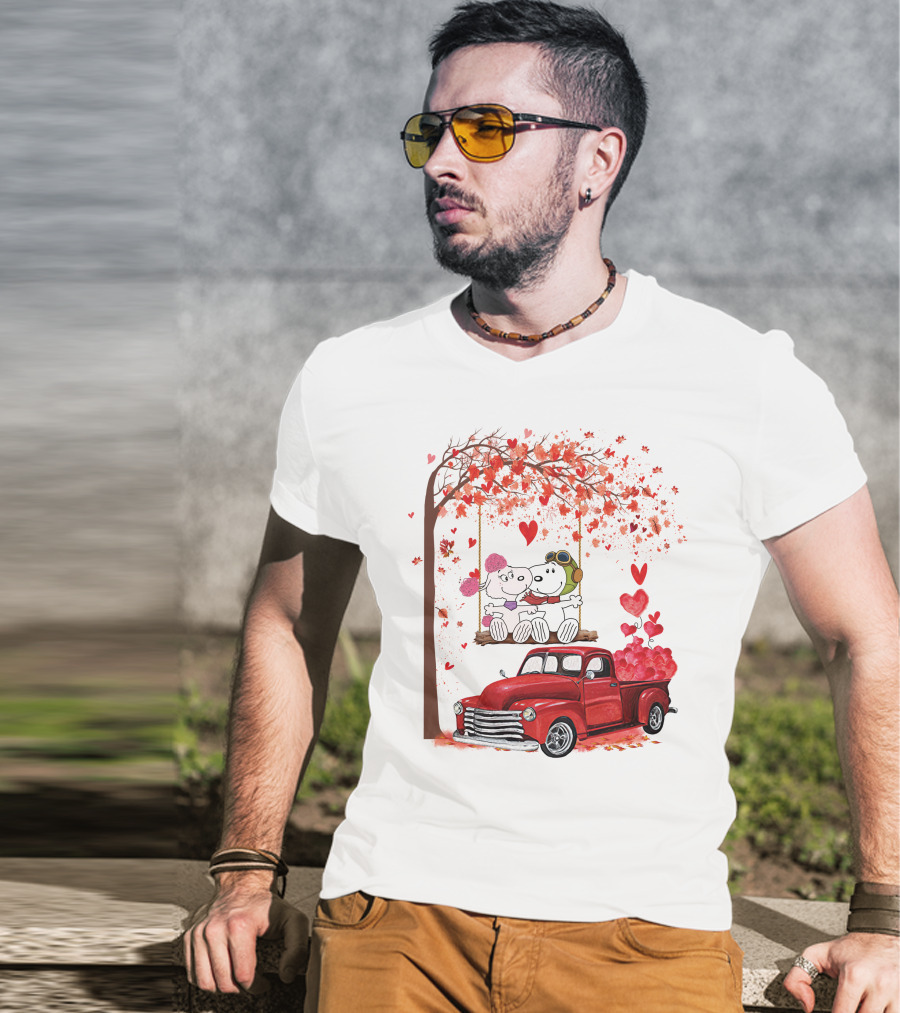 SNP Love Heart Tree Swing Red Truck Romance T-Shirt