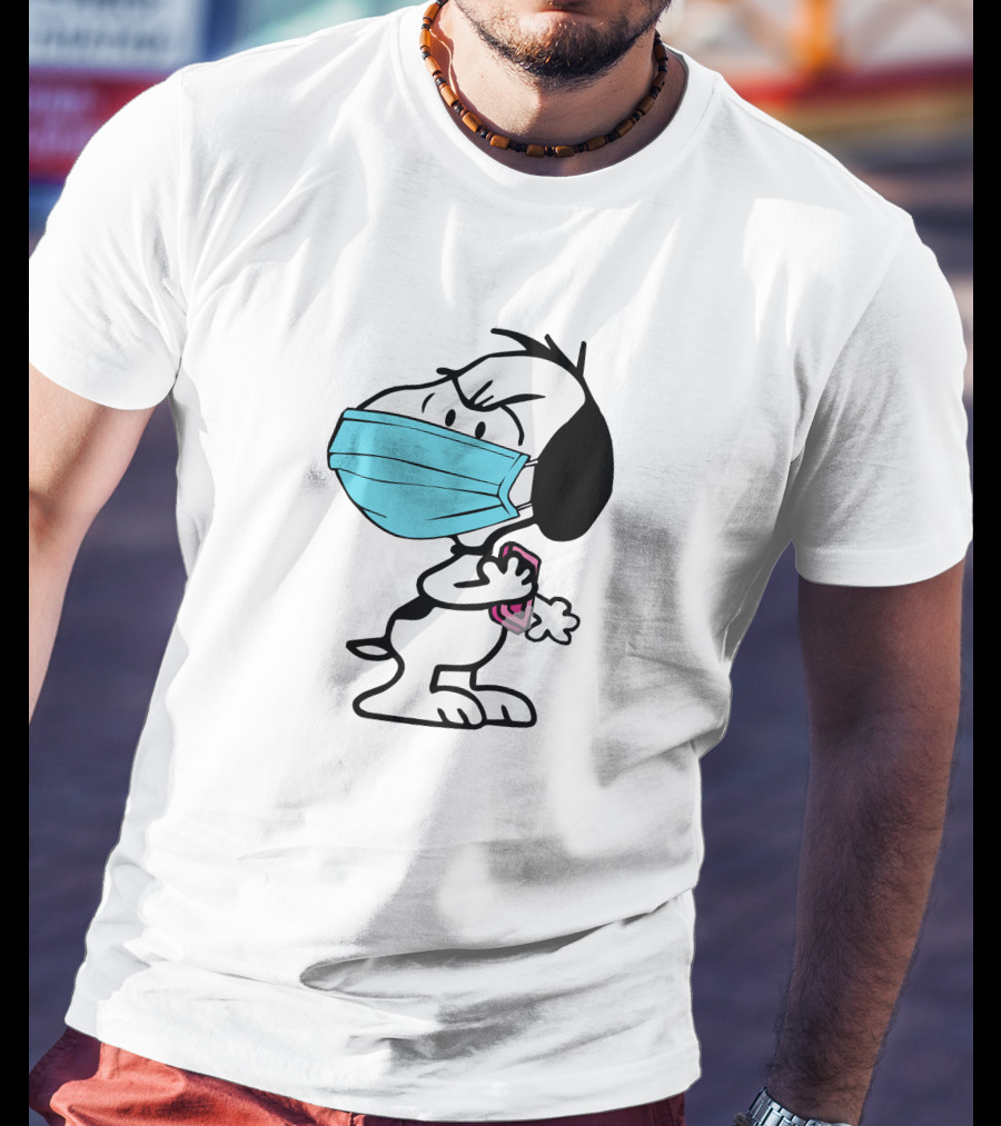 Snoopy Wearing Mask Washing Hands Hygiene Reminder T-Shirt