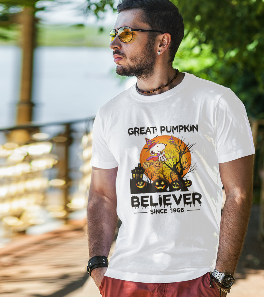 Great Pumpkin Believer Since 1966 Snoopy Halloween Scene T-Shirt