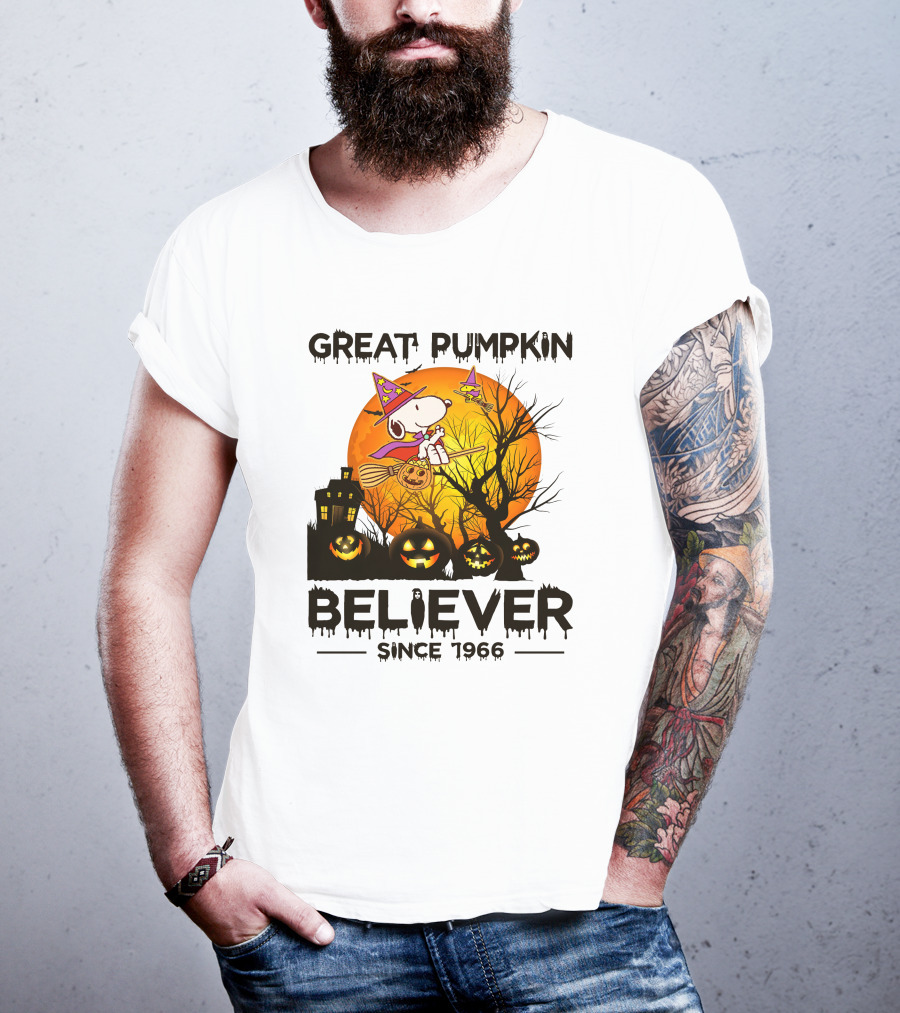 Great Pumpkin Believer Since 1966 Snoopy Halloween Scene T-Shirt