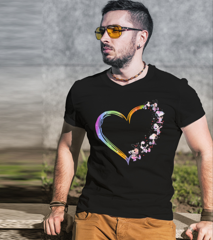 PN Heart Rainbow Cartoon Characters T-Shirt