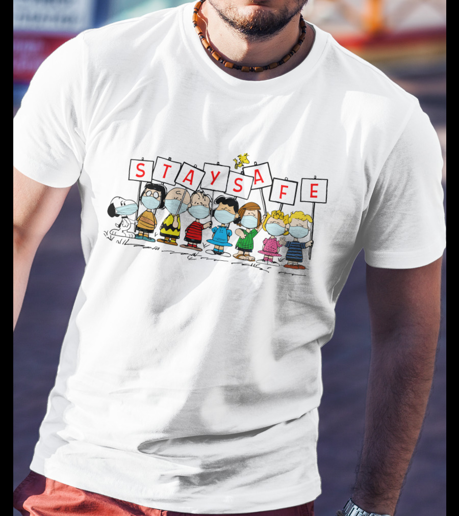Stay Safe Peanuts Characters With Masks T-Shirt