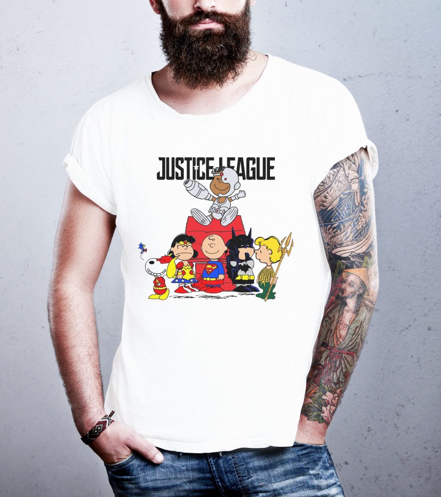 Justice League Peanuts Crossover Charlie Brown Superheroes T-Shirt