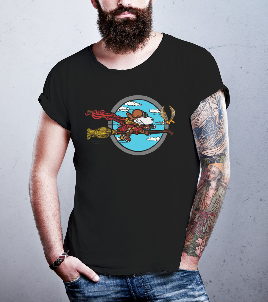 Skyward Wizard Flying Ace With Golden Snitch Chase T-Shirt