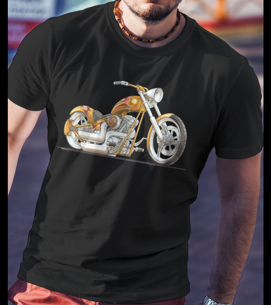 Best Motorcycle Custom Chopper Fiery Chrome T-Shirt
