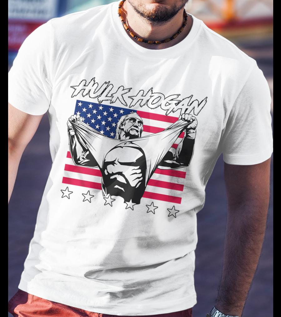 Hulk Hogan American Flag Stars Iconic Pose T-Shirt