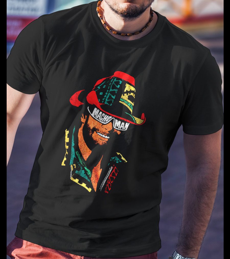 Macho Man Retro Style Cowboy Hat And Sunglasses T-Shirt