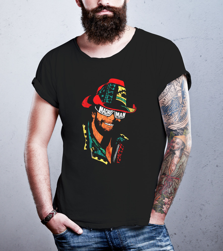 Macho Man Retro Style Cowboy Hat And Sunglasses T-Shirt