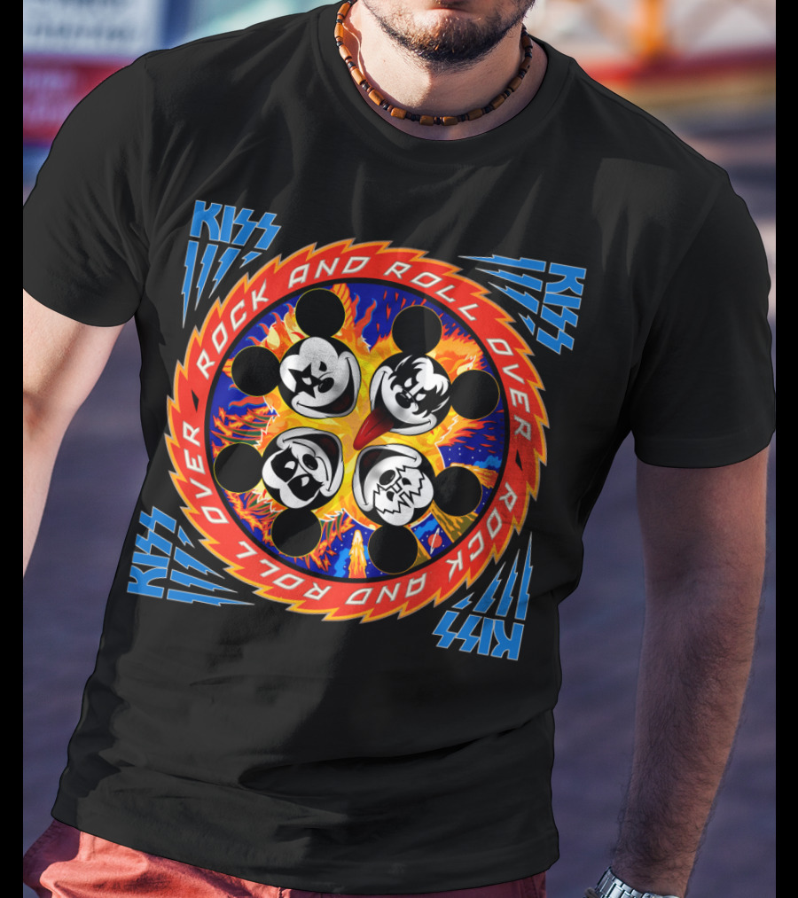 KISS Rock And Roll Over Mickey Mouse Faces T-Shirt