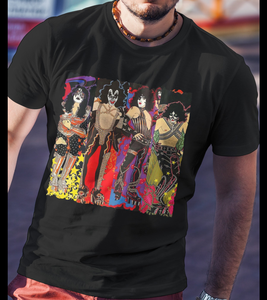 ISS2 KISS Band Cartoon Style Characters T-Shirt
