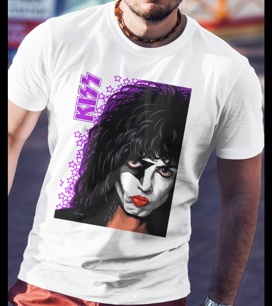 KISS Paul Stanley Starchild Icon With Purple Stars T-Shirt