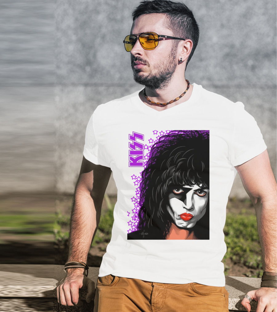 KISS Paul Stanley Starchild Icon With Purple Stars T-Shirt