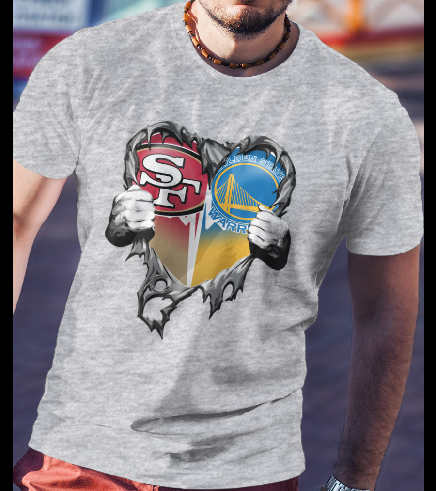 Sf 49ers Golden State Warriors Heart Logo Mashup T-Shirt