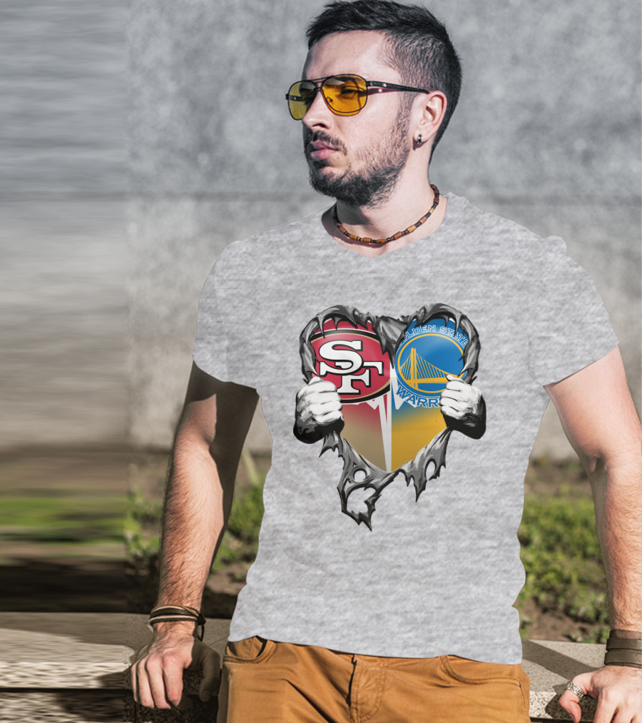Sf 49ers Golden State Warriors Heart Logo Mashup T-Shirt