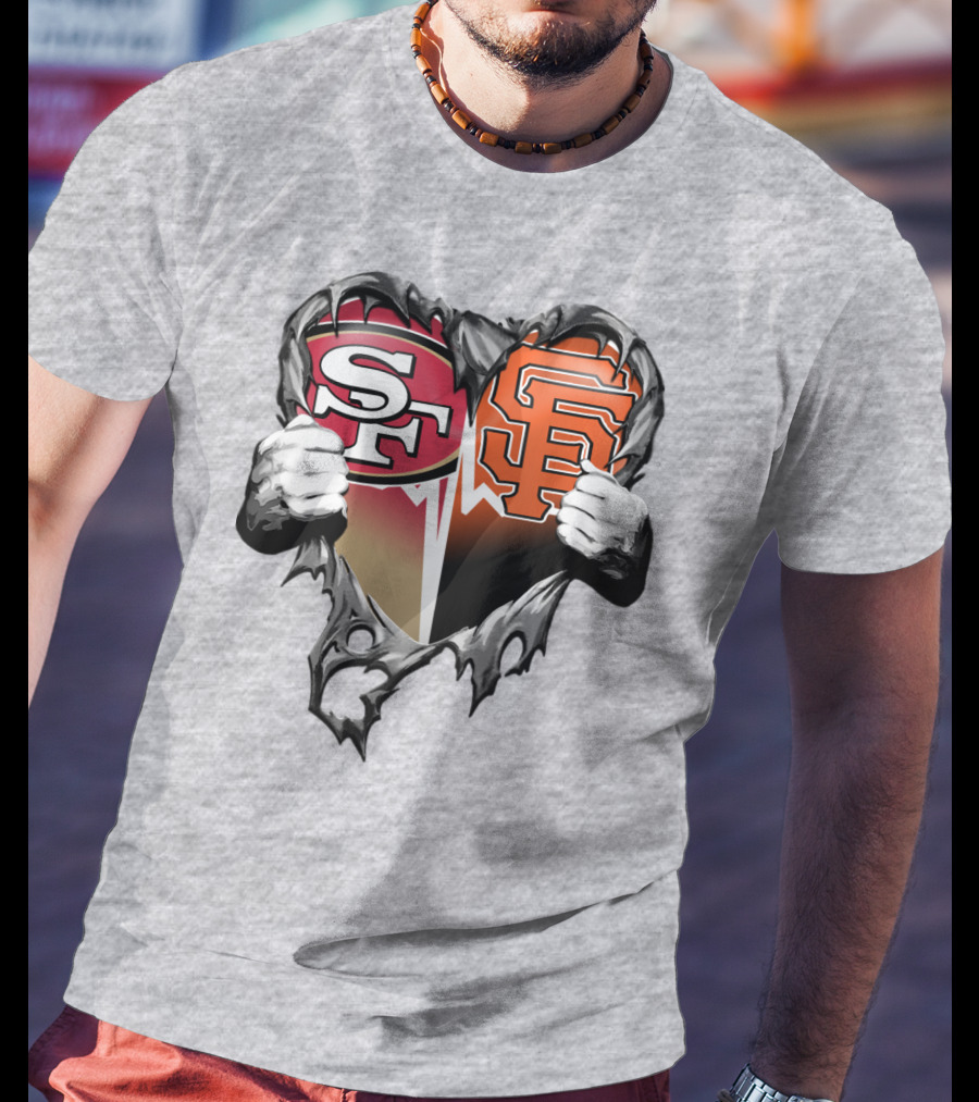 Sf Giants Sf 49ers Split Heart T-Shirt