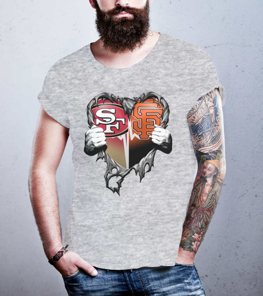Sf Giants Sf 49ers Split Heart T-Shirt