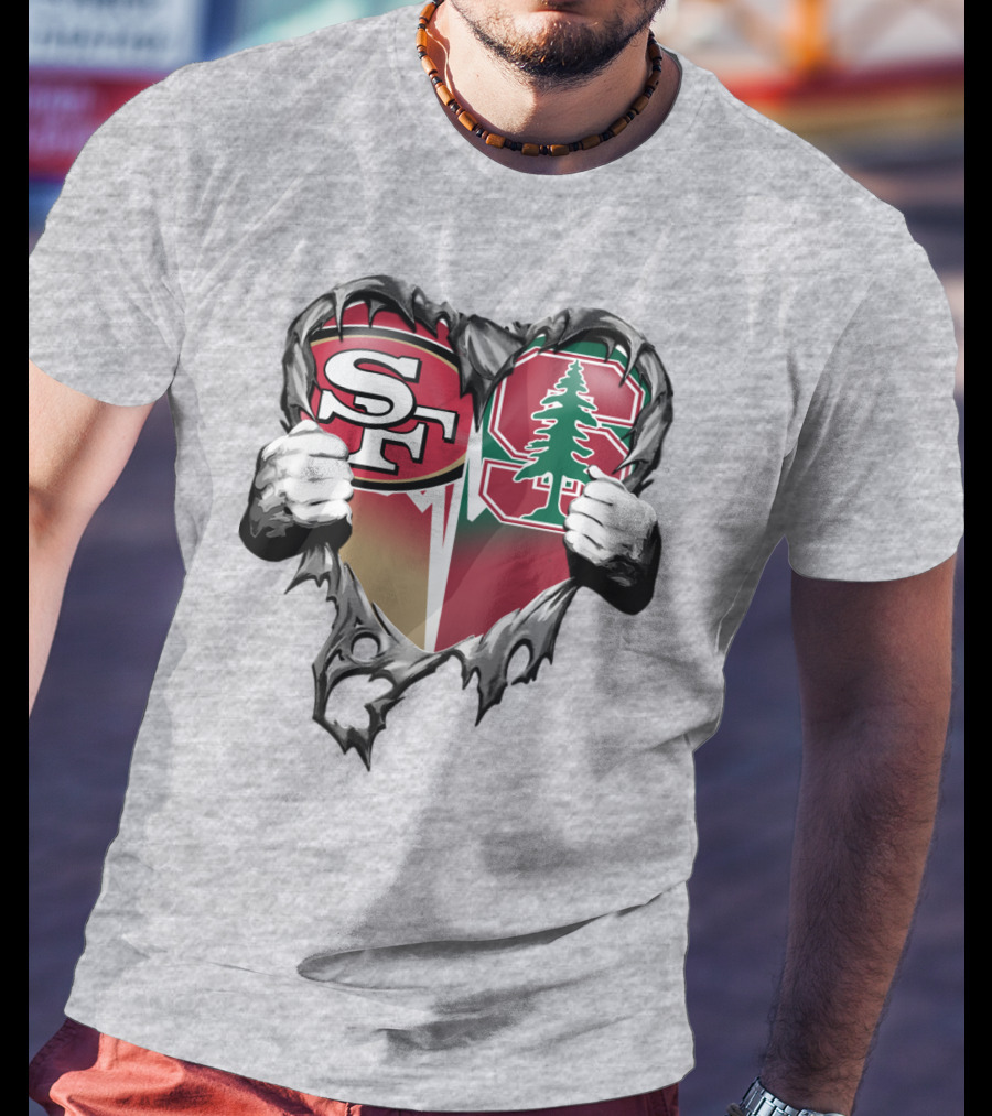 San Francisco 49ers And Stanford Cardinal Heart T-Shirt