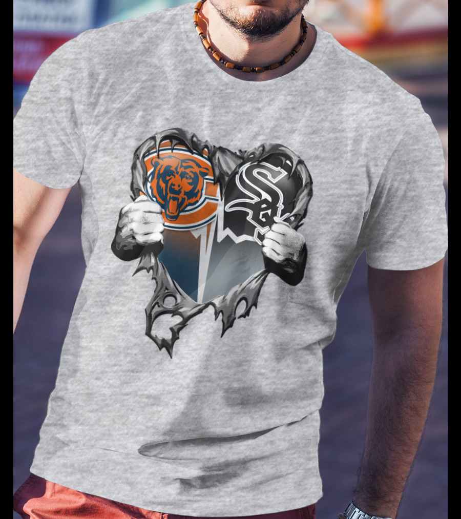 Chicago Bears And Chicago White Sox Heart Logo Xatt009 T-Shirt