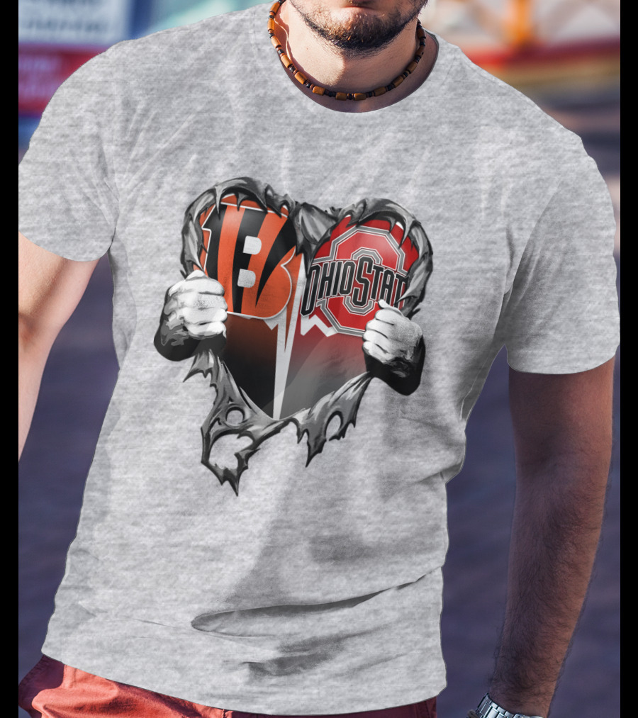 Bengals Ohio State Heart Rip Through T-Shirt